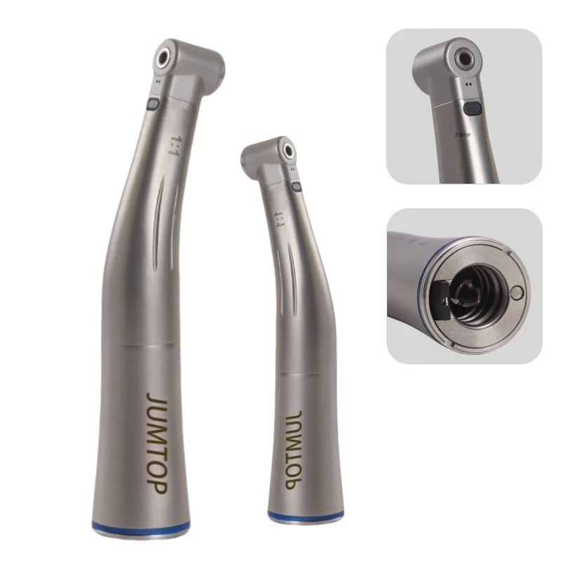 Dental Handpiece 1:1 Low Speed Contra Angle Blue Ring Air Turbine Push Button Fiber Optical Handpieces