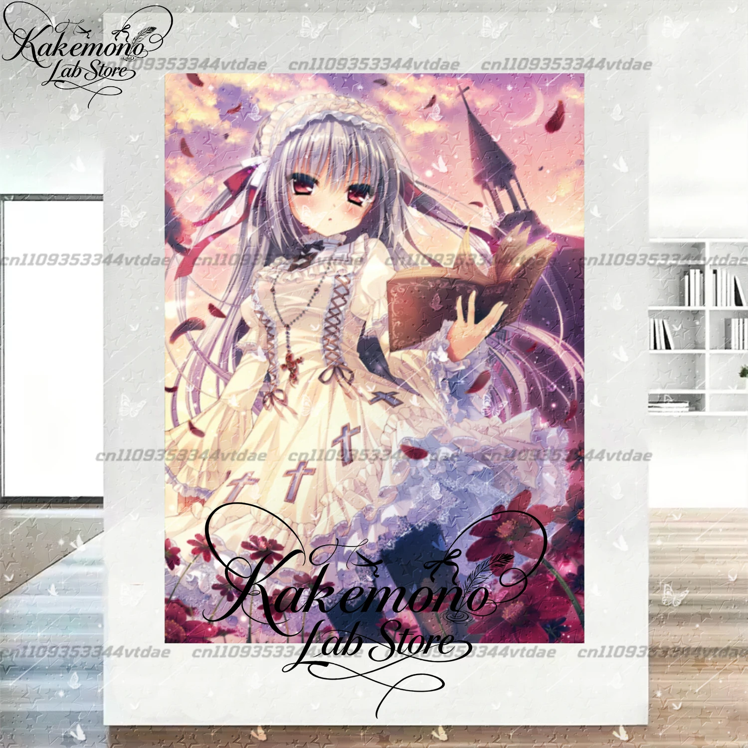Anime Gothic Girl Wall Tapestry Japanese Style Fantasy Poster Fabric Hanging Wall Art Aesthetic Bedroom Decor Gift for Anime Fan
