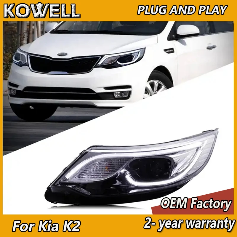 Auto Styling Voor Kia K2 Koplamp 2011-2014 K2 Koplamp Drl Richtingaanwijzer Grootlicht Projector Lens