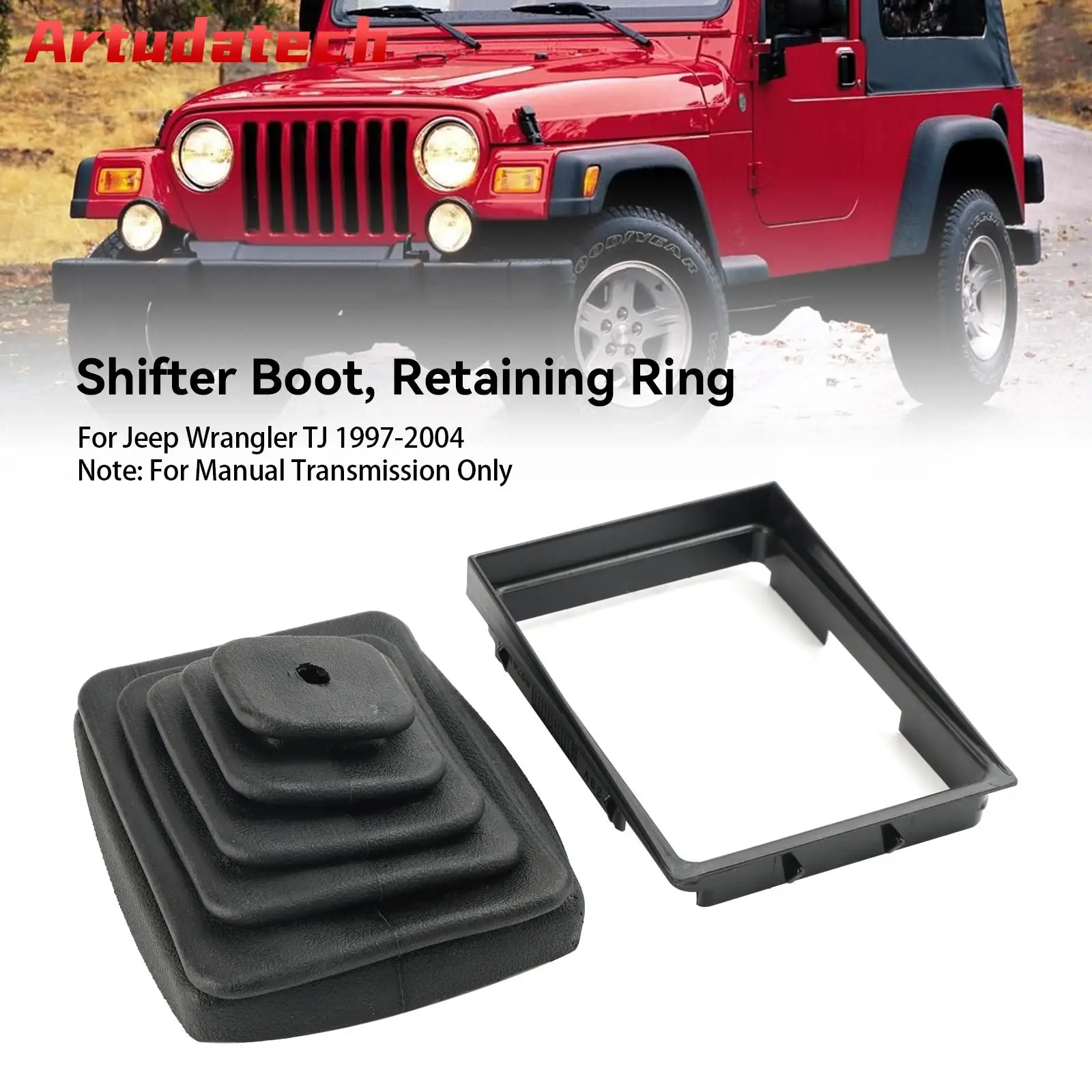 Artudatech dźwignia zmiany biegów z pierścieniem do bagażnika, ręcznie dopasowana do Jeep Wrangler TJ 1997-2004