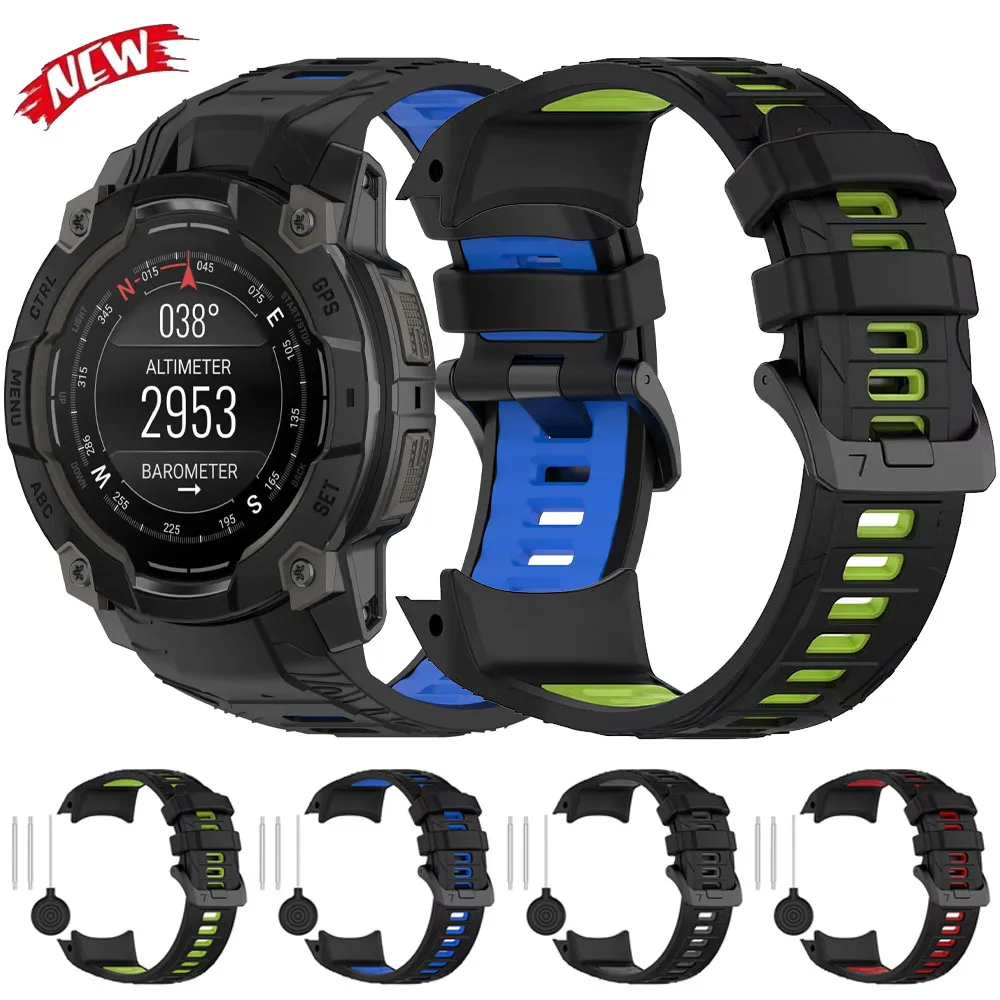 Two-tone Silicone Strap For Garmin Instinct 3 50mm 45mm Official Comfortable Bracelet band For Garmin Instinct 3 45mm 50mm belt