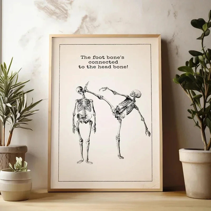Vintage Anatomy Wall Art Medical Student Gift Taekwondo Gift Humorous Anatomy Print Funny Skeleton Diamond Art Poster