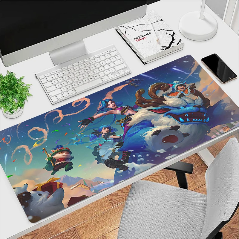 Mouse Pad Cute League of Legends Jinx Laptop Anime Pink Arcane Gamer Mousepad PC Gaming Accessories Keyboard Pad Kawaii Desk Mat