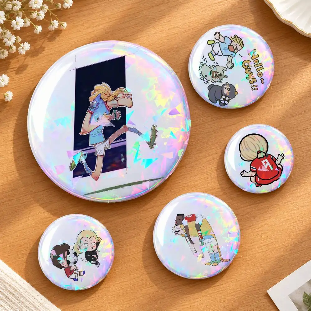 F-Funny E-Erling H-Haaland Cartoon Art Badges Creative Tinplate Round Button PinsBrooch Badge Clothes Backpack Custom