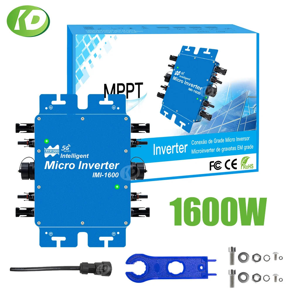 inversor solar inteligente para sistema pv 1600w mppt micro inversor grid tie entrada 2250v dc saida 120v 230vac impermeavel funcao wifi 01