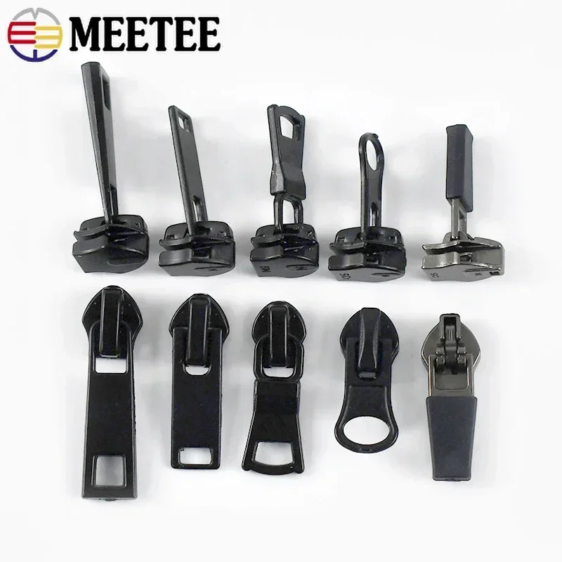 10Pcs Meetee 5# Zipper Silder for Nylon Zips Reverse Invisible Waterproof Tent Garment Zip Head Repair Kits Sewing Accessories