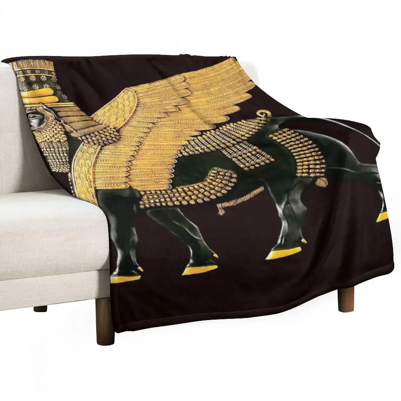 

Assyrian Winged Bull Throw Blanket Summer Beddings Plush Decorative Throw Blankets