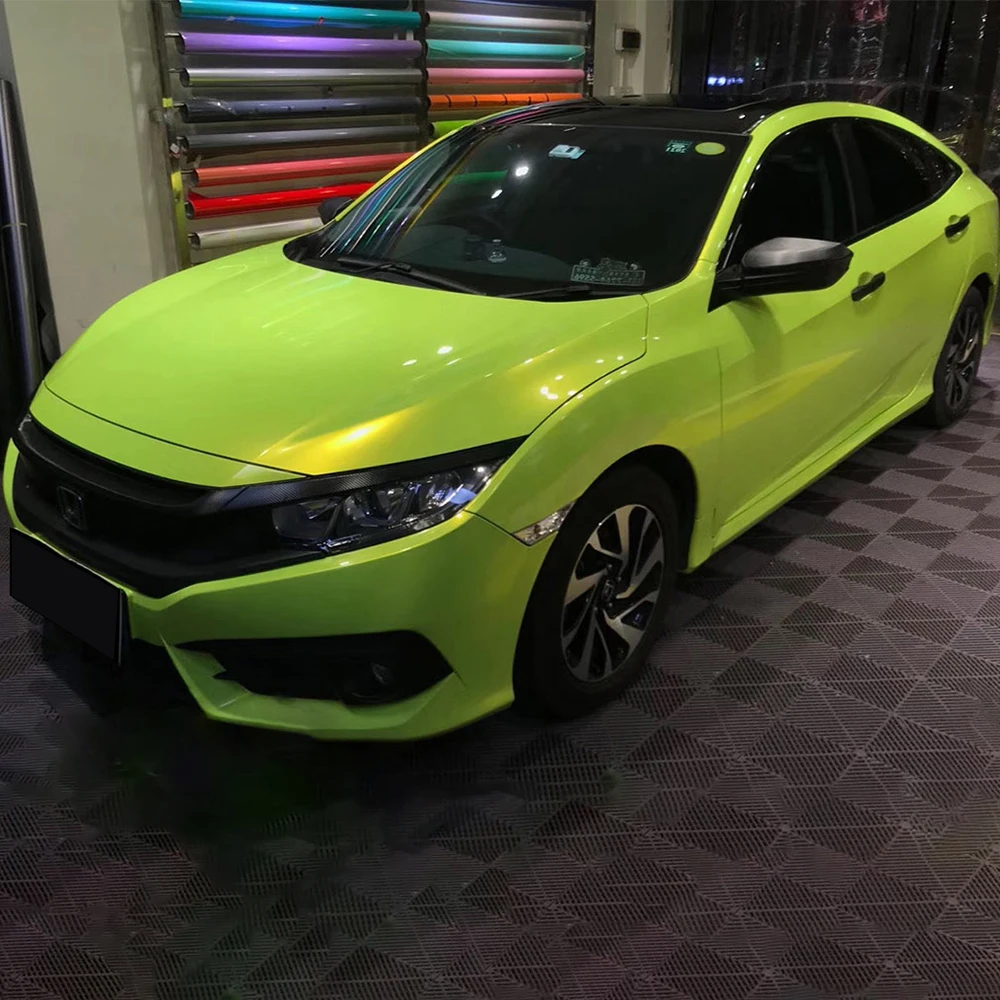 

DELUTION LIME GOLD Vehicle Wrap Vinyl Chameleon Green Color Changing Car Wrapping Film 3-5 Years Quality 5ft x 59ft Roll Foil