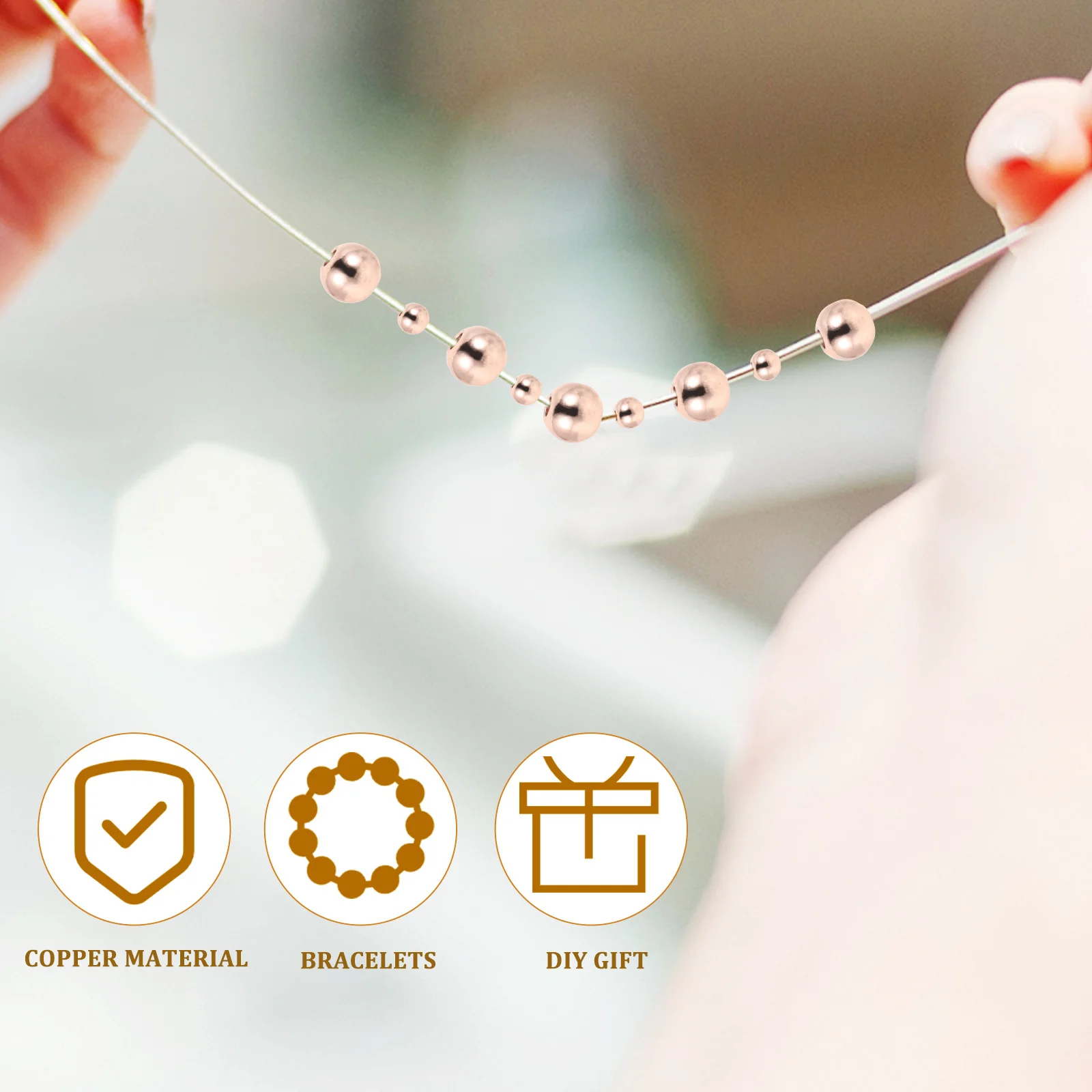 

200Pcs Smooth Round Copper Beads for DIY Jewelry Making Metal Spacer Beads Bulk Craft Supplies for Necklaces Bracelets Earring