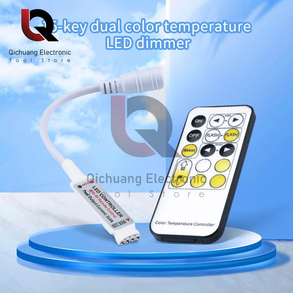 LED Controller 15 Keys LED IR Two-tone Controler IR Remote Dimmer DC5-24V Remote Control Distance 8-15M LED Strip Lights