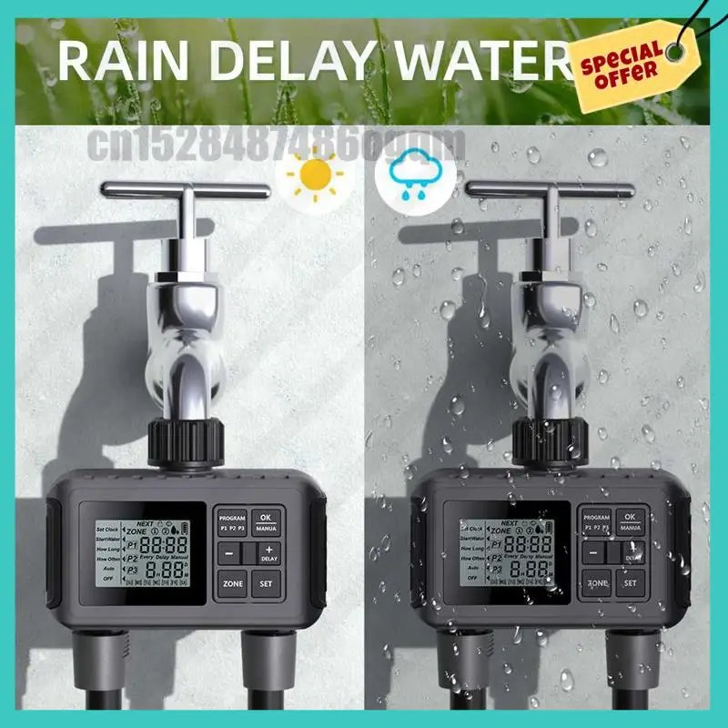 

-ABJZ цельный цифровой автоматический таймер полива пластиковый черный для газона, садоводства, бассейна, вилка европейского стандарта