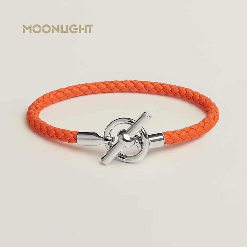 MOONLIGHT Classic OT Lock Genuine Leather Bracelets for Women Couples Bracelet Female Man Jewelry Gift Fashion Accessories