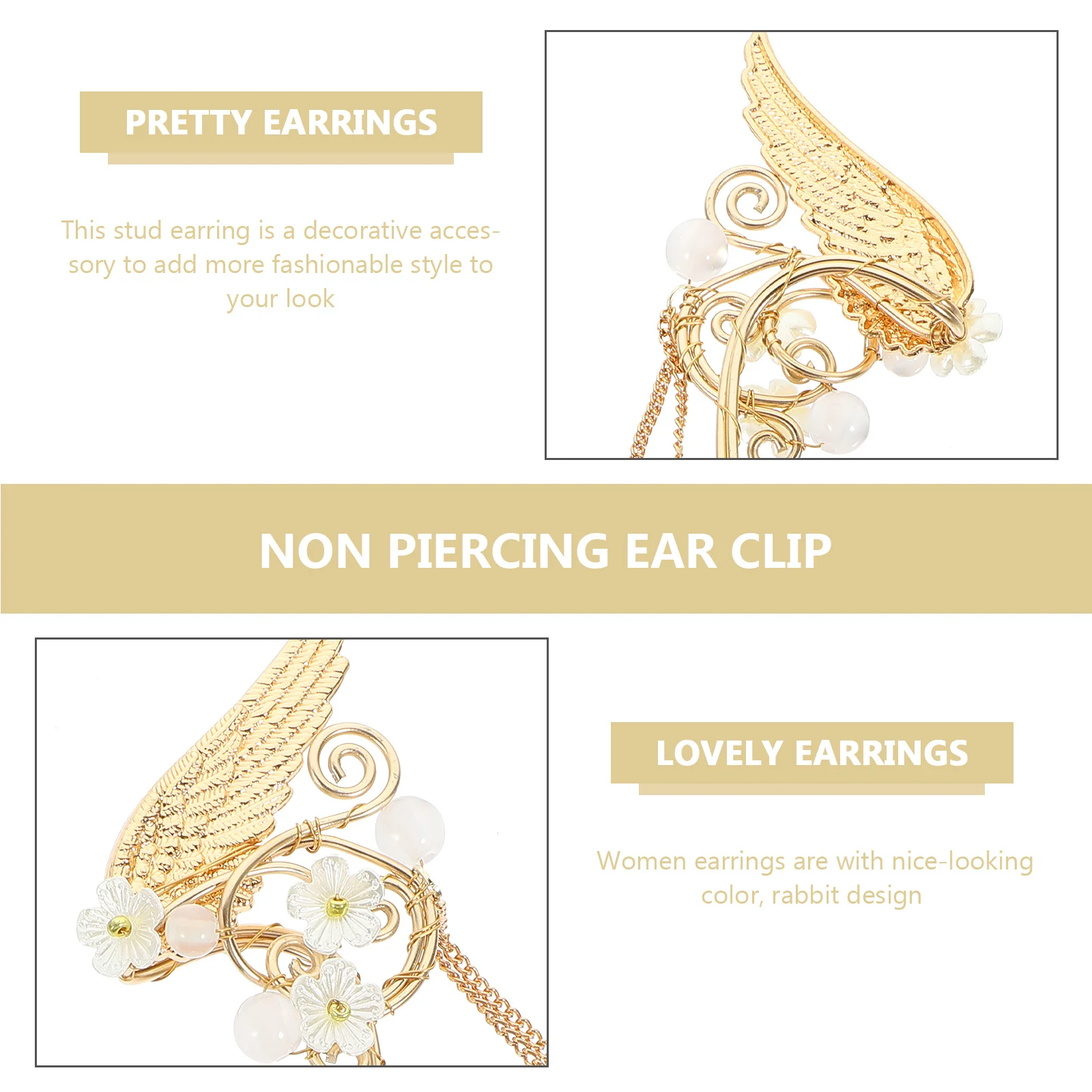 

1Pair Elegant Tassel Ear Cuffs Pearl Decor Non Piercing Earrings for Women Girls Ear Cuff Earrings with Pendant