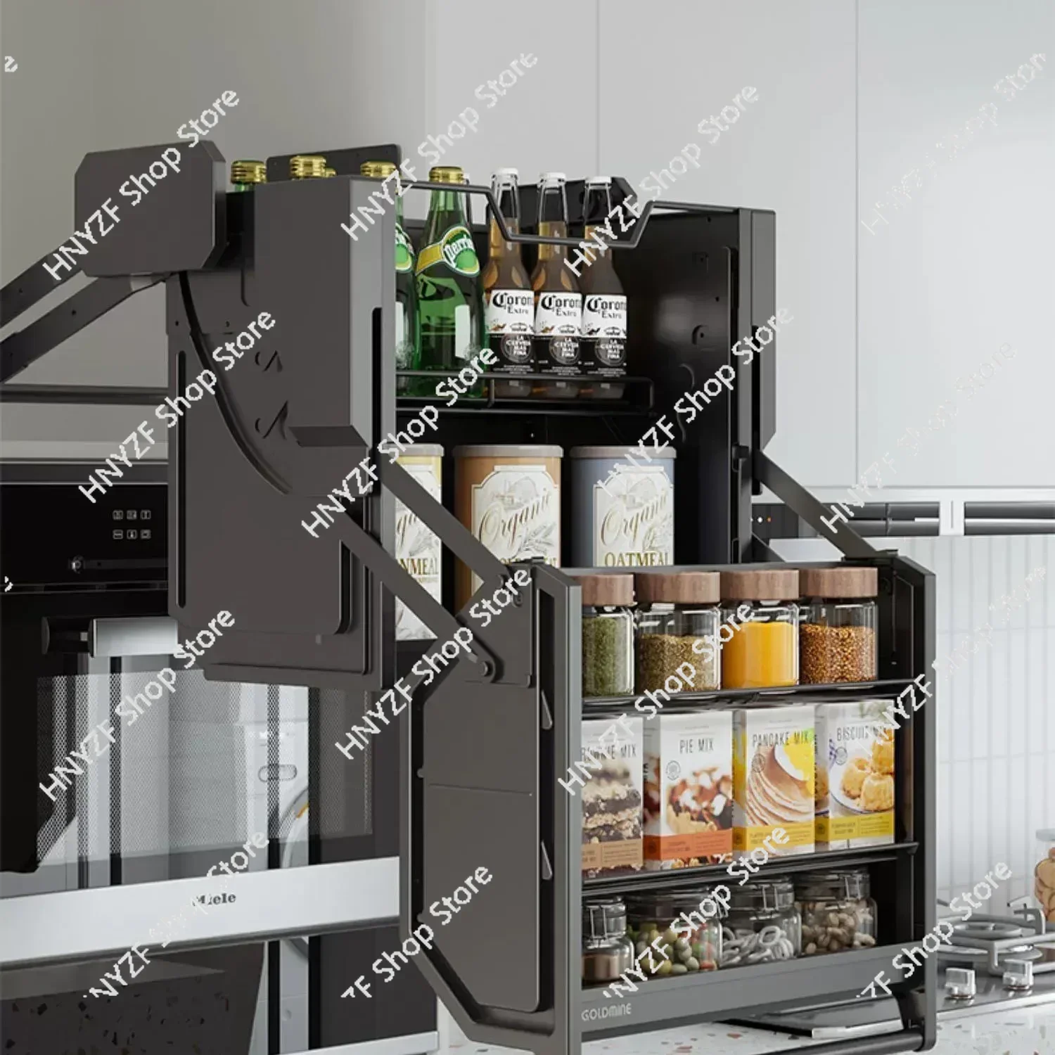 Goldmine  magic collector tall pantry cabinet basket lift kitchen cabinet pull down lifter basket storage shelves elevator