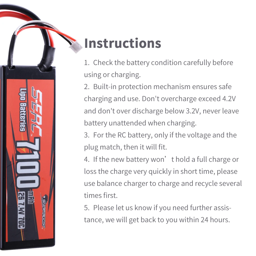 Sunpadow-batería Lipo 2S de 7,4 V para coche teledirigido, carcasa dura 70C de 7100mAh, con enchufe T, Deans, bala de 4mm, para camión, tanque,