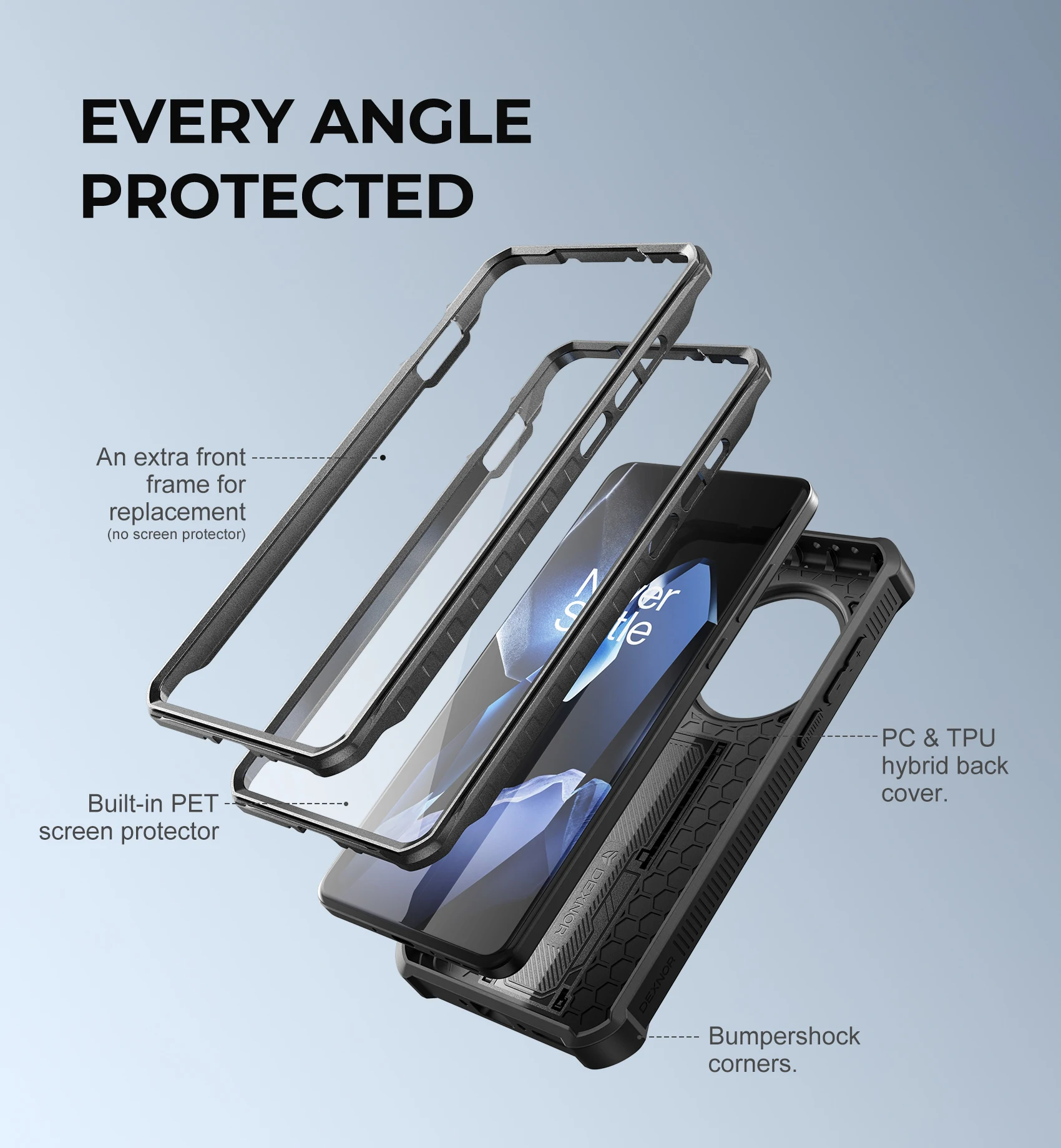 Etui na OnePlus 13 5G (2025) Full Body Bumper Military Grade Armor Shockproof Shell Case Bracket z wbudowanym ochraniaczem ekranu — zdjęcie produktu 2