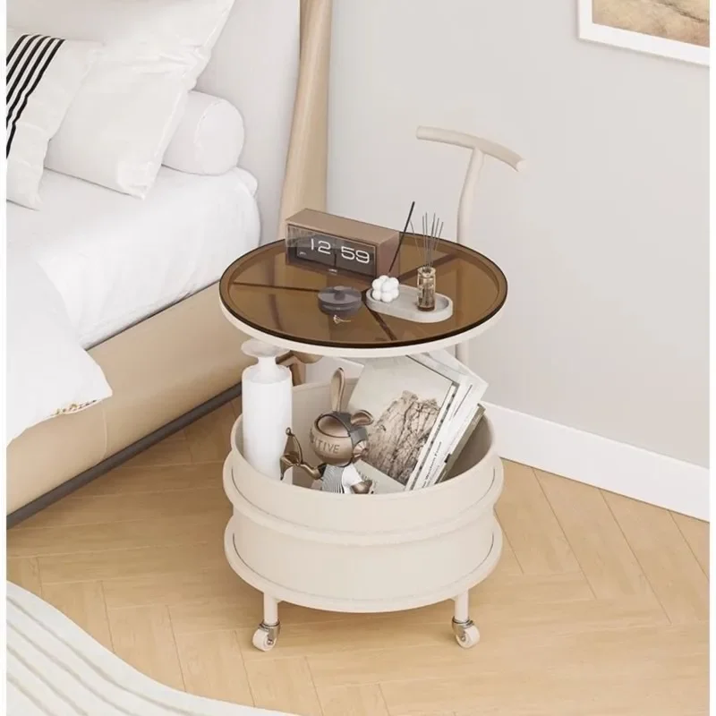 

Trendy Design Coffee Table Glass Material Night Table Modern Room Decoration Side Table Storage Circular Living Room Furniture