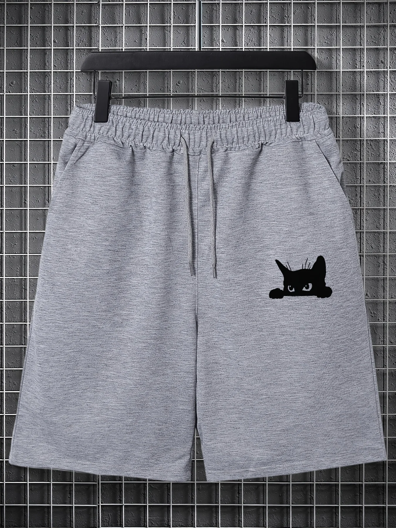 

Men's Summer Fashion Cat Print Casual Shorts Loose Fit Elastic Waistband with Drawstring Suitable for Everyday Wear