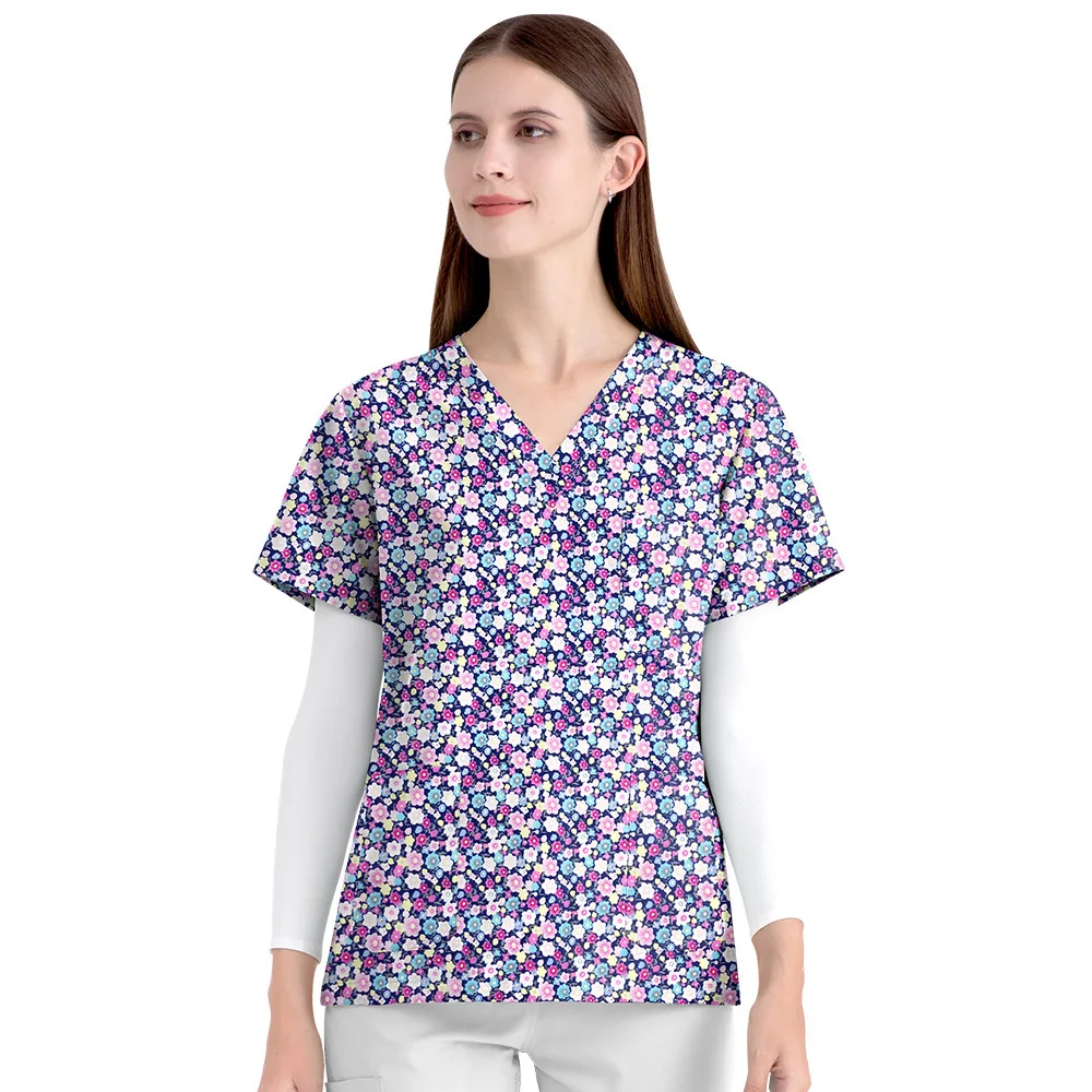 Drukowany chirurgiczny zestaw z krótkim rękawem, fartuch lekarski do mycia rąk, cienka bawełna, sala operacyjna dentystyczna