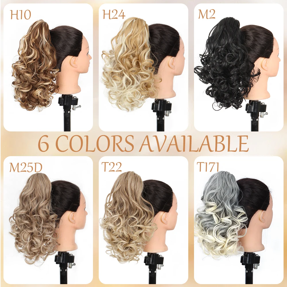 Women 12Inch Synthetic Short Curly Claw Clip Ponytail Hairpiece High Temperature Fiber Voluminous Hair Extensions for Daily Wear