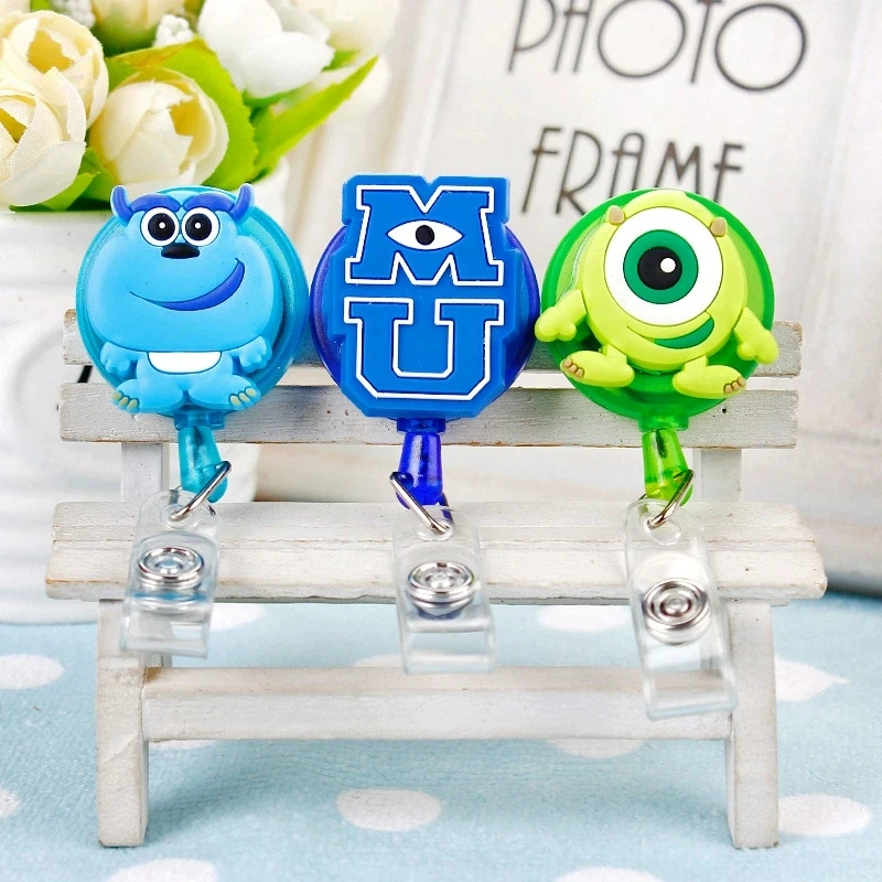Cute Monsters University ID Card Holder Scalable Toggle Clip Employee Card Nurse Chest Card Student Bus Card Holder
