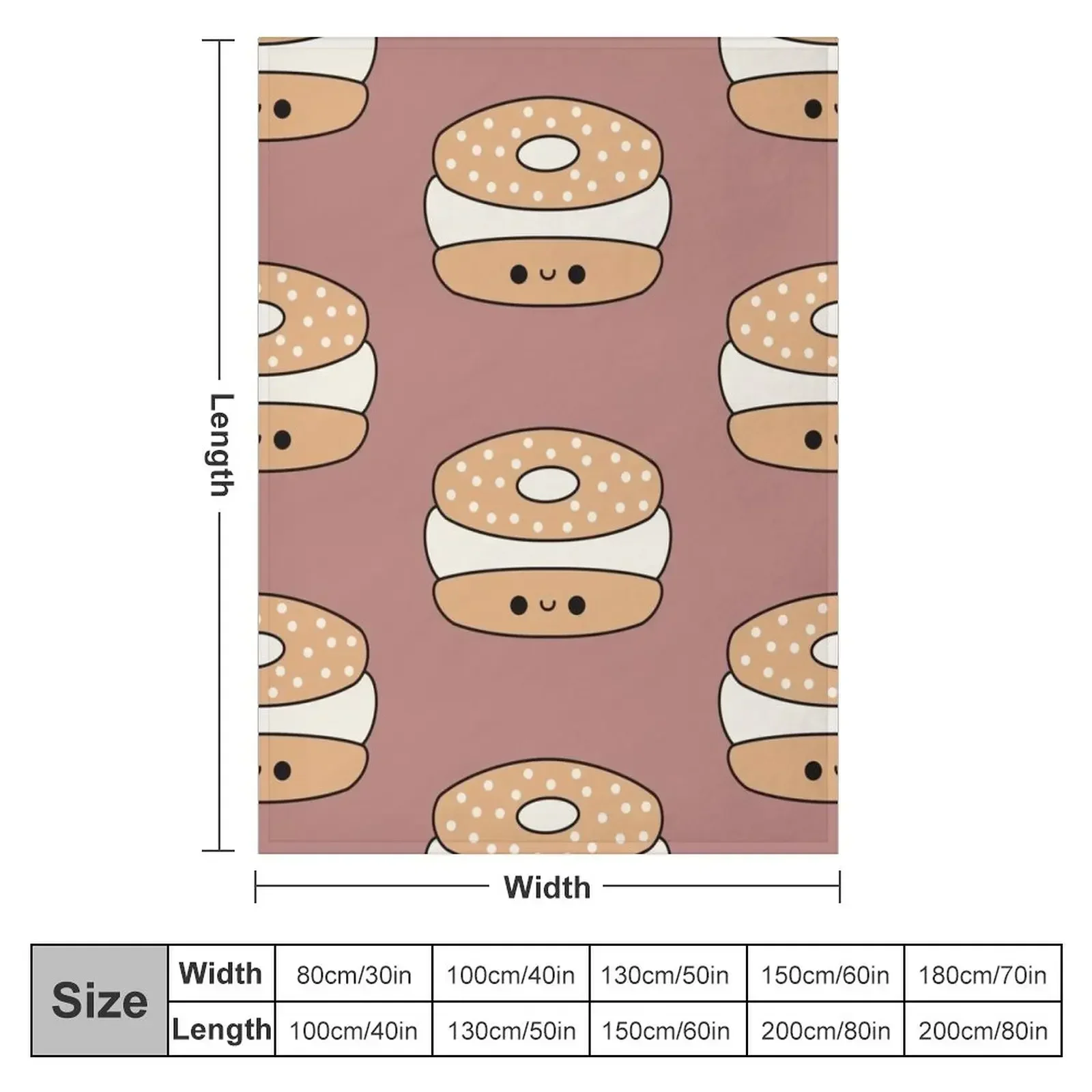 Cute Kawaii Cream Cheese Bagel Throw Blanket couch cozy soft plush fuzzy picnic outdoor blanket