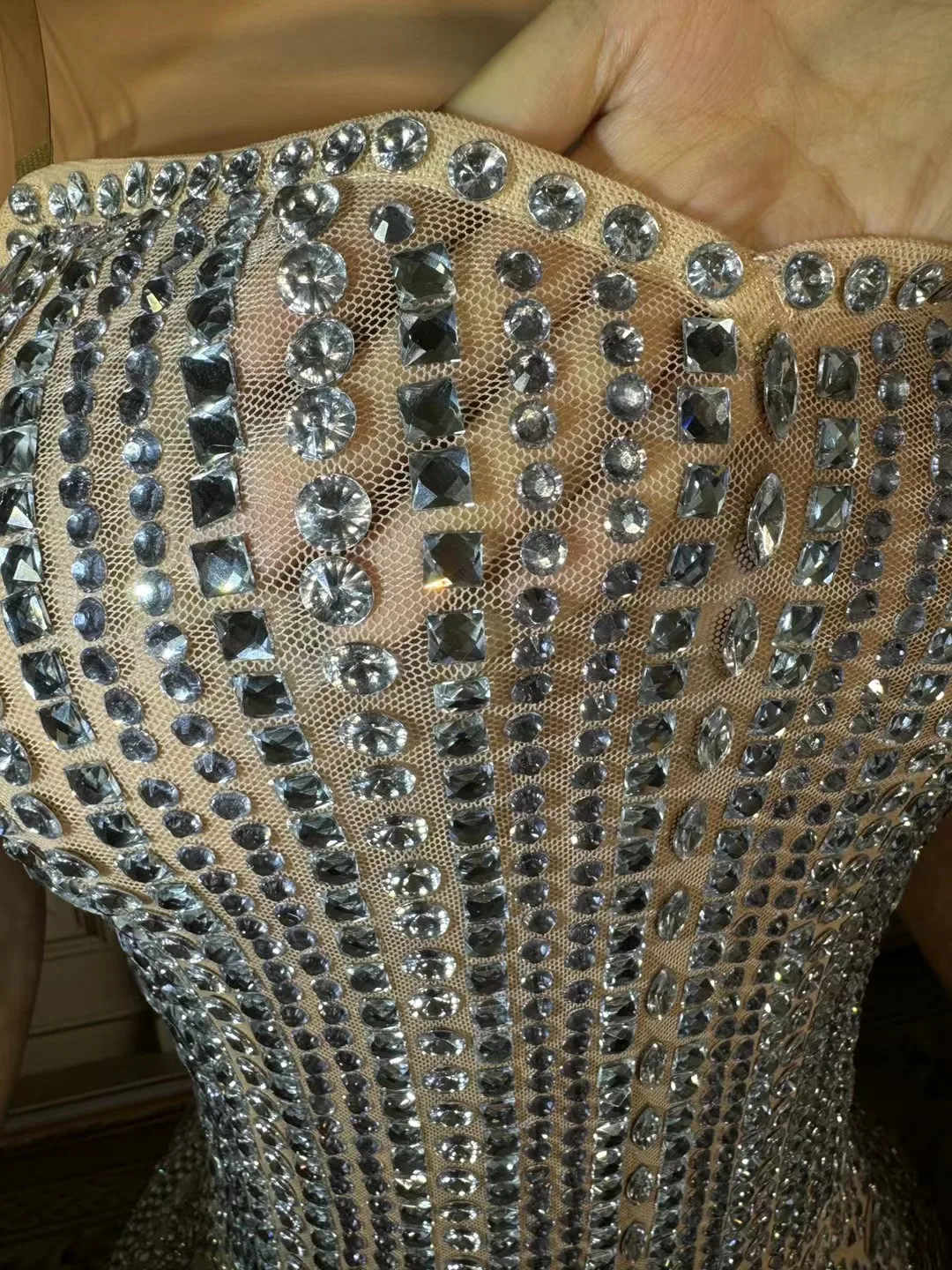 Silvery Sparkling Luxury Rhinestone Sexy Dress Birthday Evening Party Performance Costume Bar Nightclub Singer Dancer Stage Wear