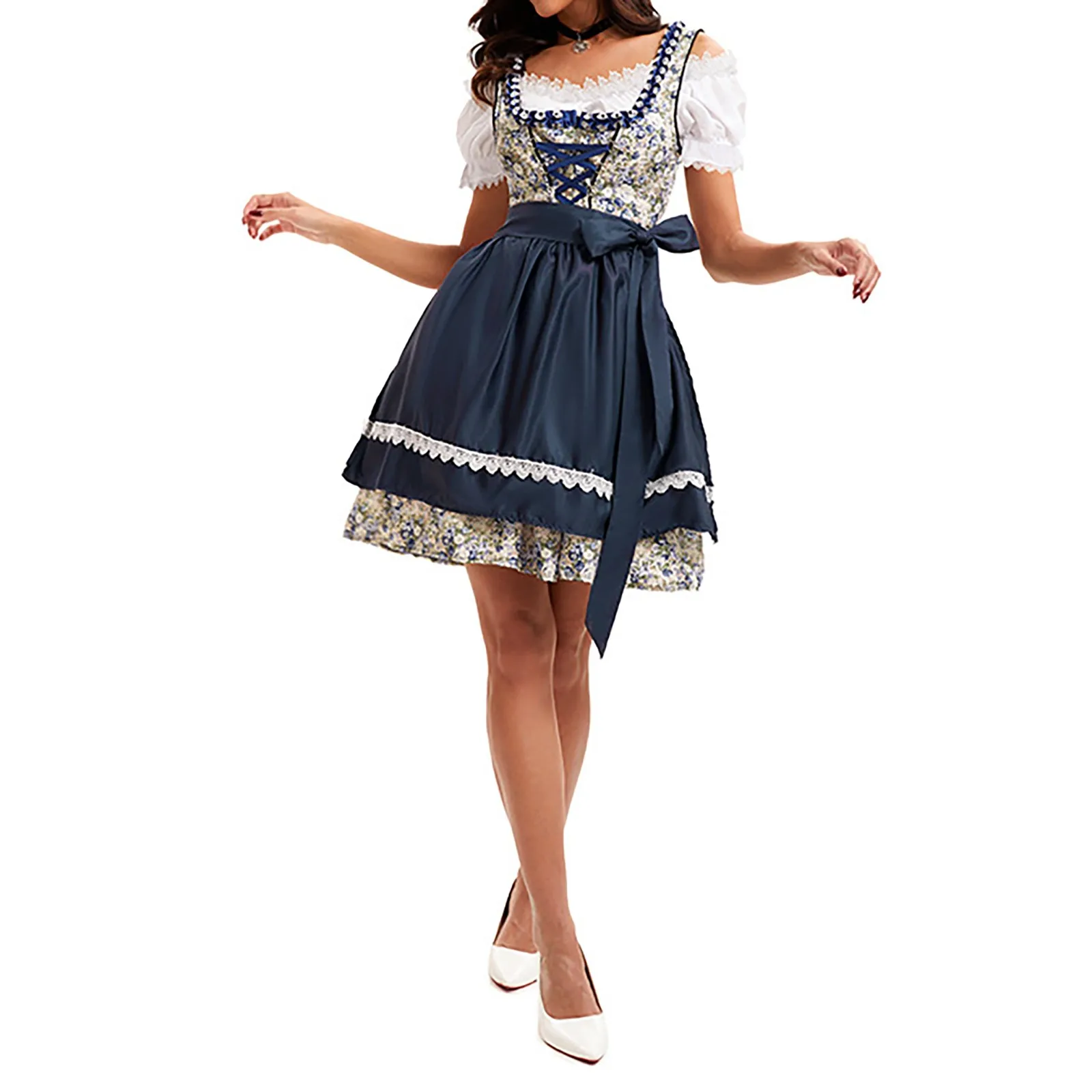 

German Beer Festival Costume Halloween Women Dress Oktoberfest Uniform Party Cosplay Dress Bavarian Traditional Dirndl Dress