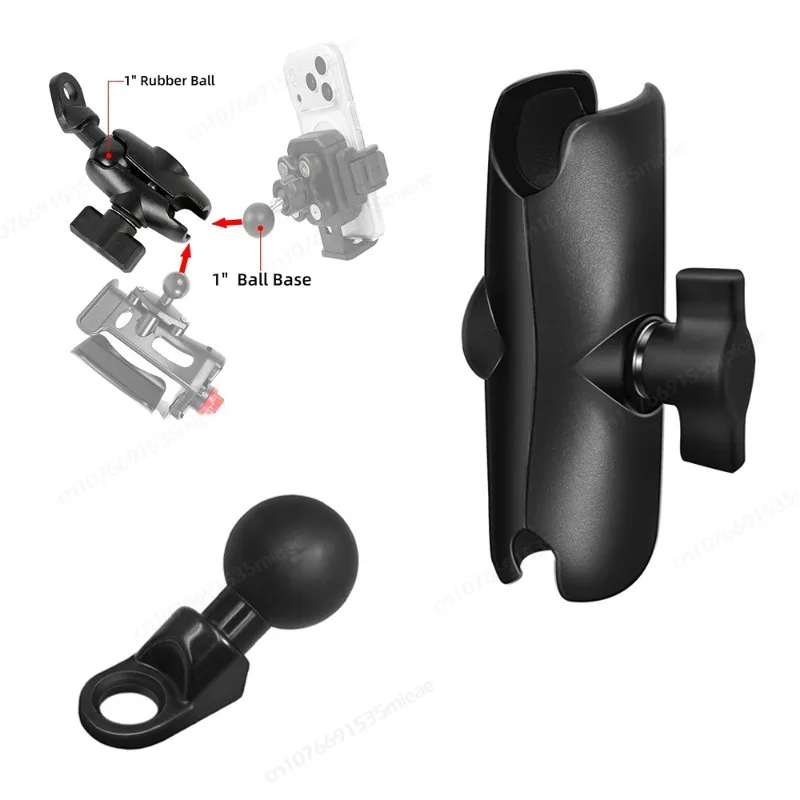 

Motorcycle 1 inch/ 25mm Rear-view Mirror Ballhead Base with Double Socket Arm Phone Holder GPS Mount Adapter 1" Ball Components