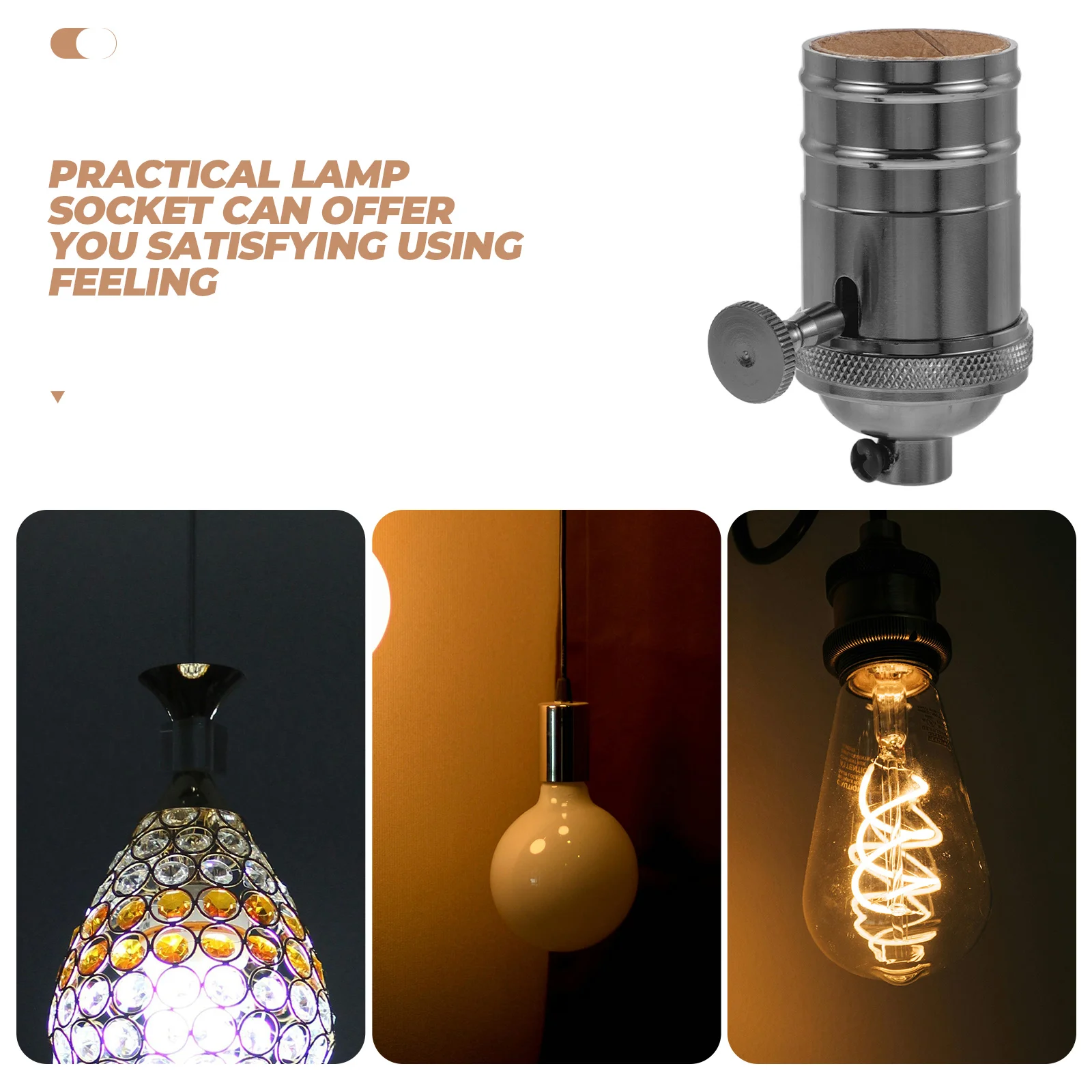 

Retro E26 Light Socket Holder Vintage Light Fixture Edison Turn Knob Copper Lamp Sockets Parts Ceiling Bulb Fixture