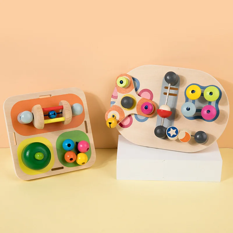 

Montessori Style Early Education Wooden Busy Board Hand Eye Coordination Fine Motor Training Puzzle Building Block Toys