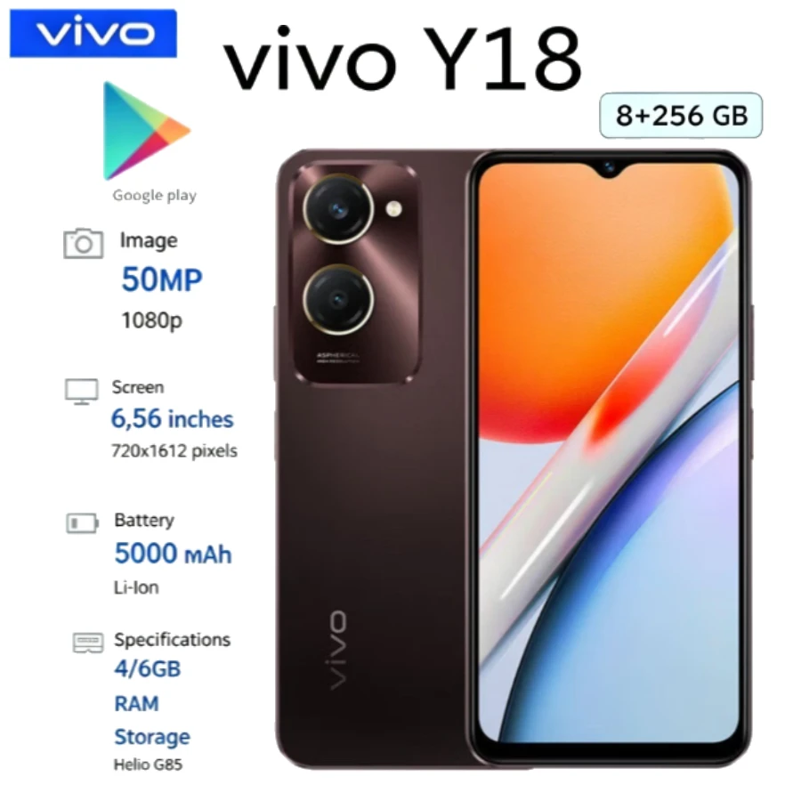 2026 Vivo Y18 Global Edition Smartphone 6.56-inch Display 90Hz Refresh Rate 5000mAh Battery 8GB+256GB Storage