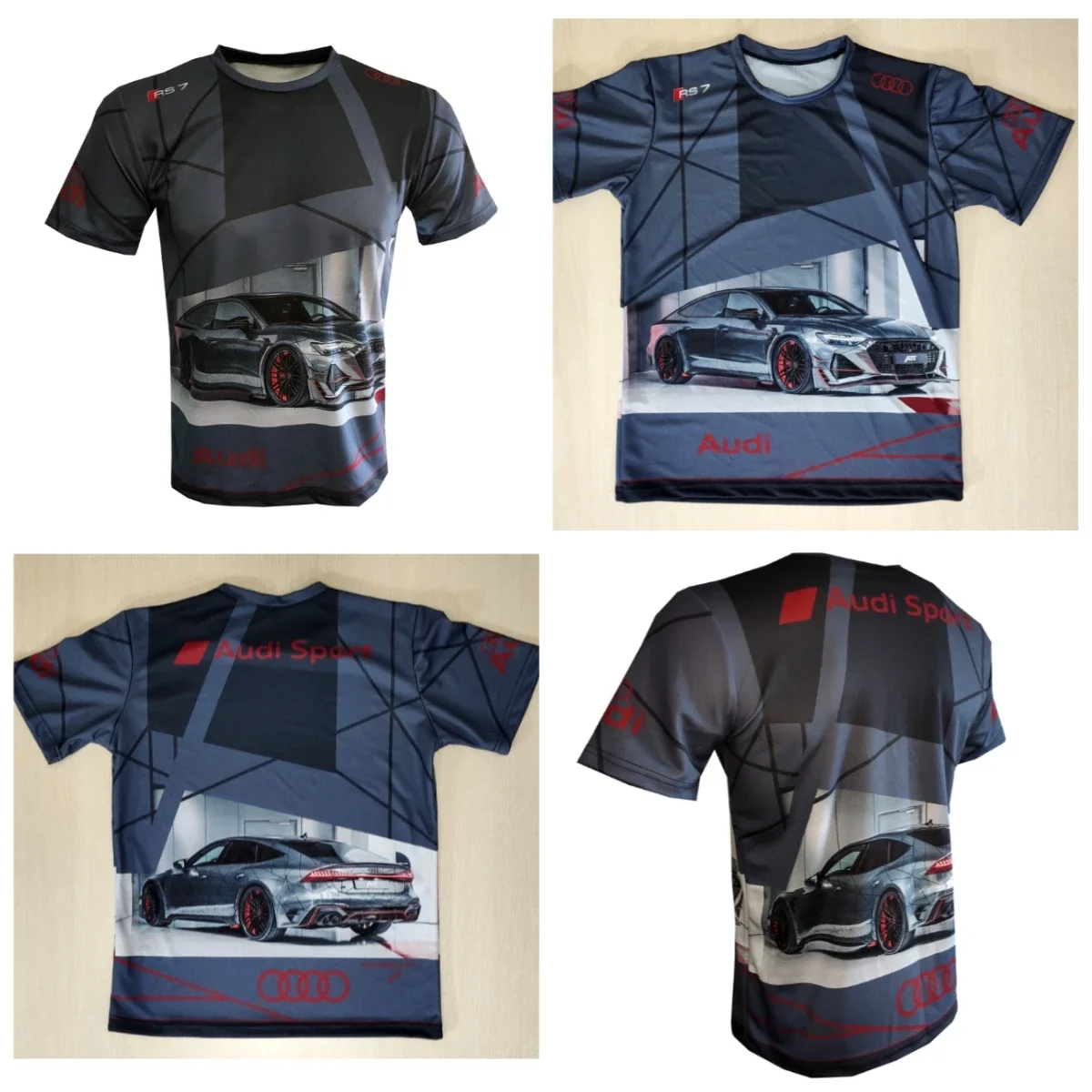 

Moto New Popular Audi Racing Shirt Crew Neck T-shirt 3D Printing Breathable and Comfortable Adult Sports Short-sleeved Top