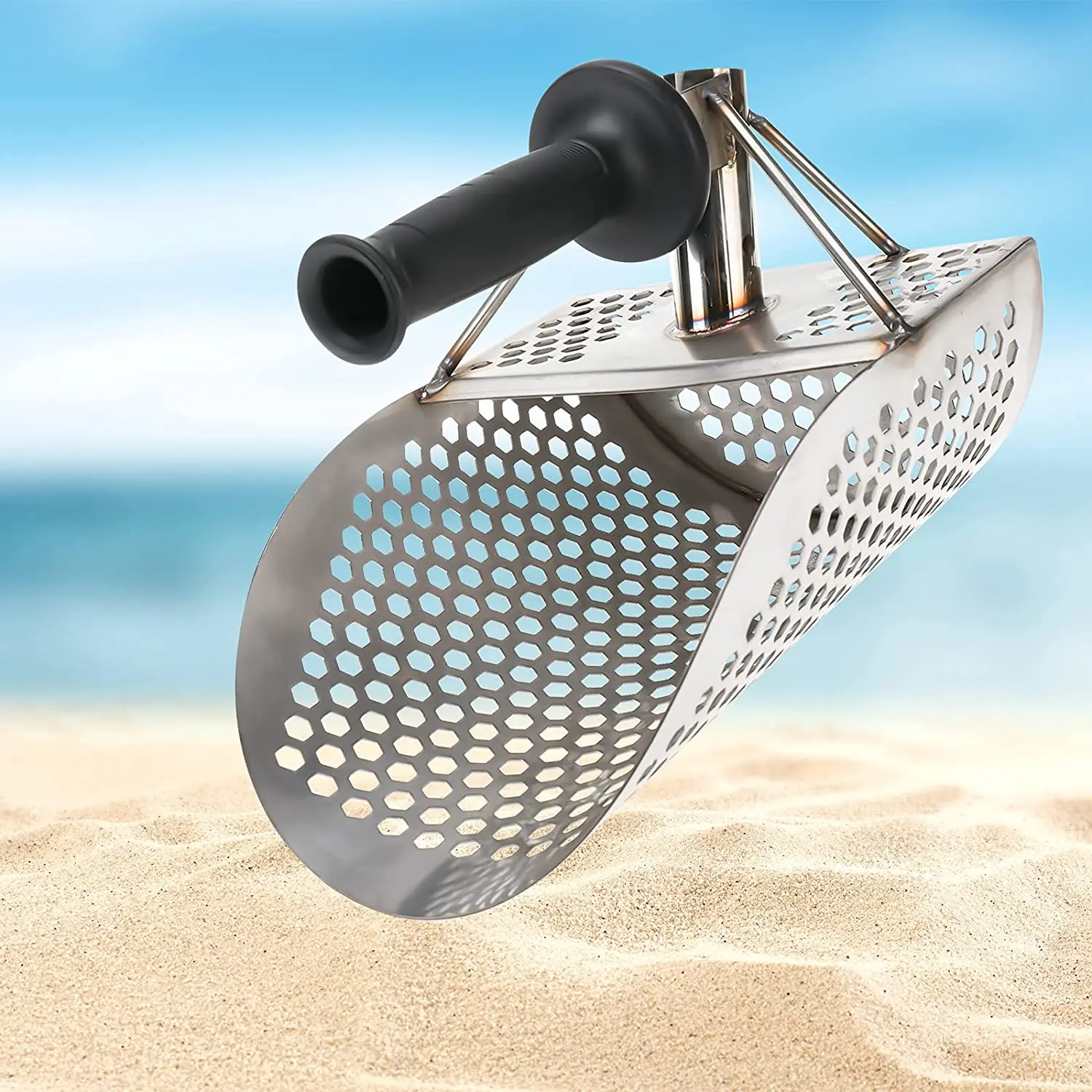 Colher de Areia de Praia de pá de Detector de Metal Ferramenta Detetora de Tesouro Caça Hex Aço Inoxidável