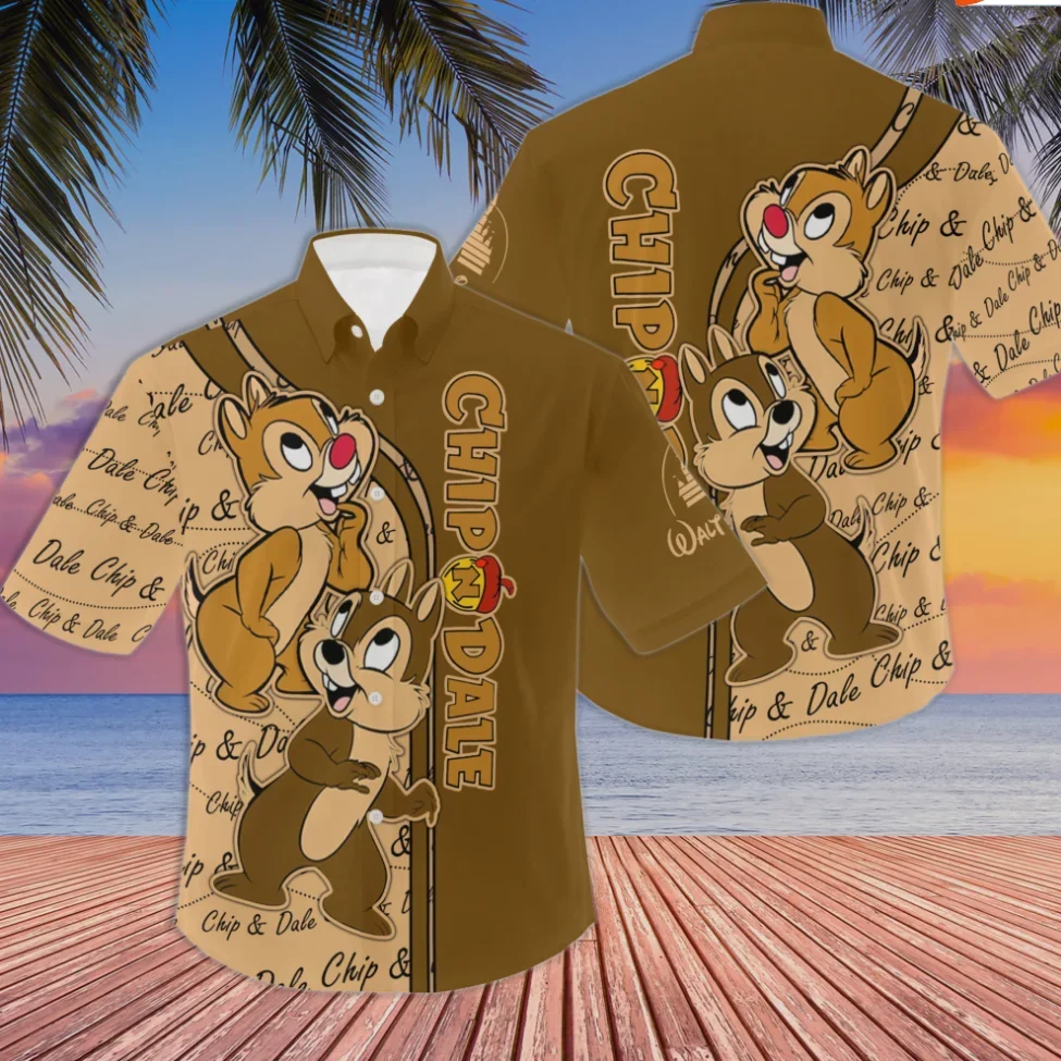 Chipmunks chip dale braune streifen hawaiian hemd disney hawaiian hemd