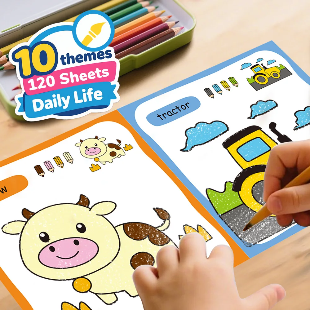 10-Buch-Set, Malbuch für Kinder zur Verbesserung des kognitiven Denkens, einschließlich 10 Cartoon-Themen für Jungen und Mädchen – Detail 12