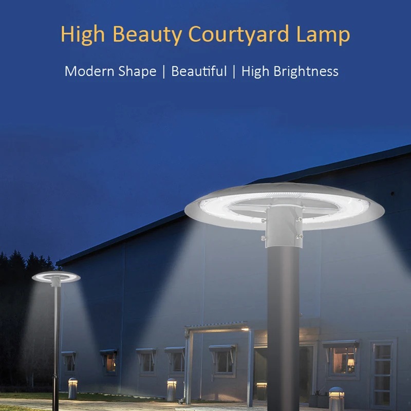 Modern Simple Creative Design Round Aluminum Led Street Lamp Cap Gray Courtyard Commercial Area Green Belt Ip65 Waterproof Light