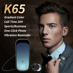 K65 K55 Lavalier Business Bluetooth 5.2 Headphone Talk/Music Time 20 Hours,LED Digital Display,Noice Cancelling Wireless Headset