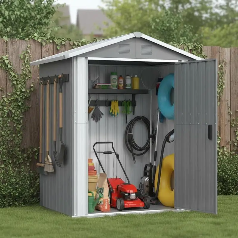 Gartenhaus Grau 126x97,5x177 cm Verzinktes Metall