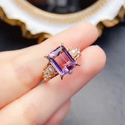 FS 8*10mmNatural Ametrine Fashion Ring for Women S925 Sterling Silver Charm Fine Party Weddings Jewelry With Certificate MeiBaPJ
