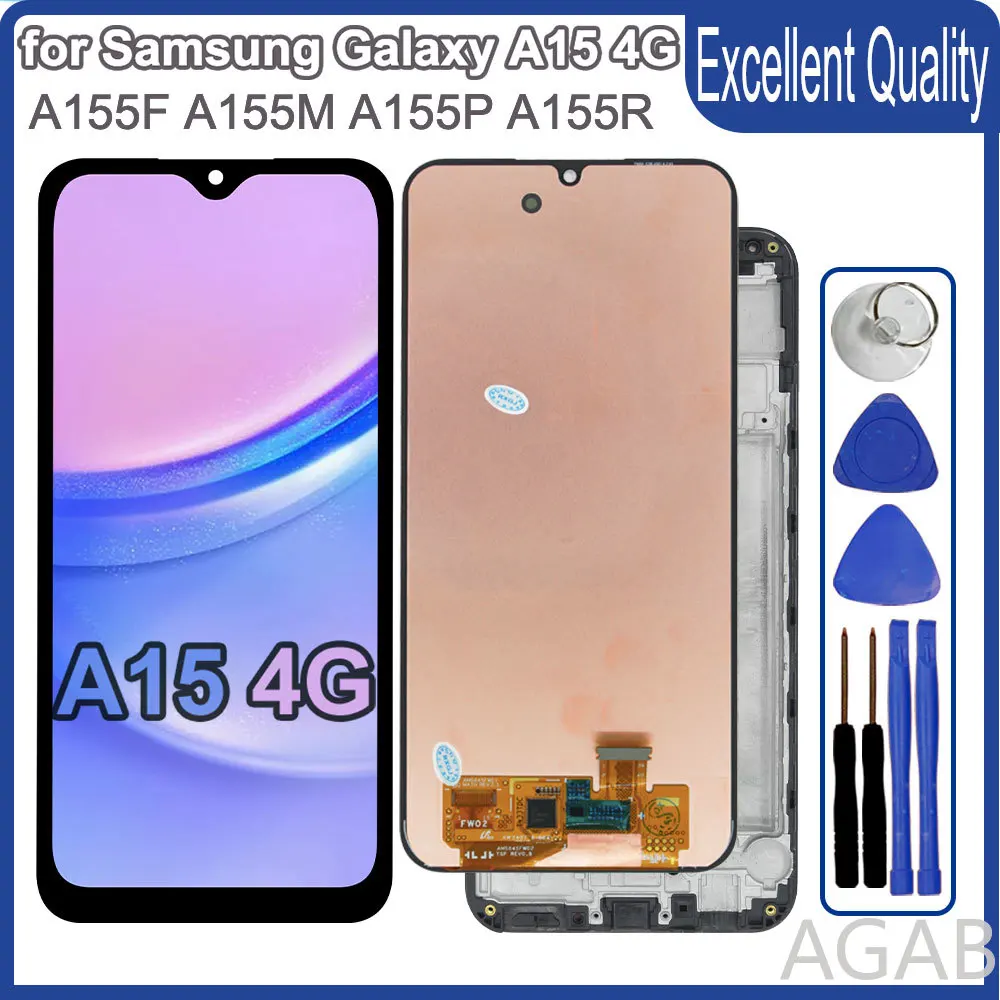 Super AMOLED LCD for Samsung Galaxy A15 4G A155F LCD Display Touch Screen Digitizer Assembly for Samsung A15 4G A155M Phone LCD