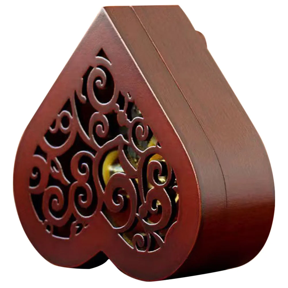 

Retro Heart-Shaped Wooden Music Box Vintage Clockwork Jewelry Storage Decorative Music Box Birthday Gift Home Decor