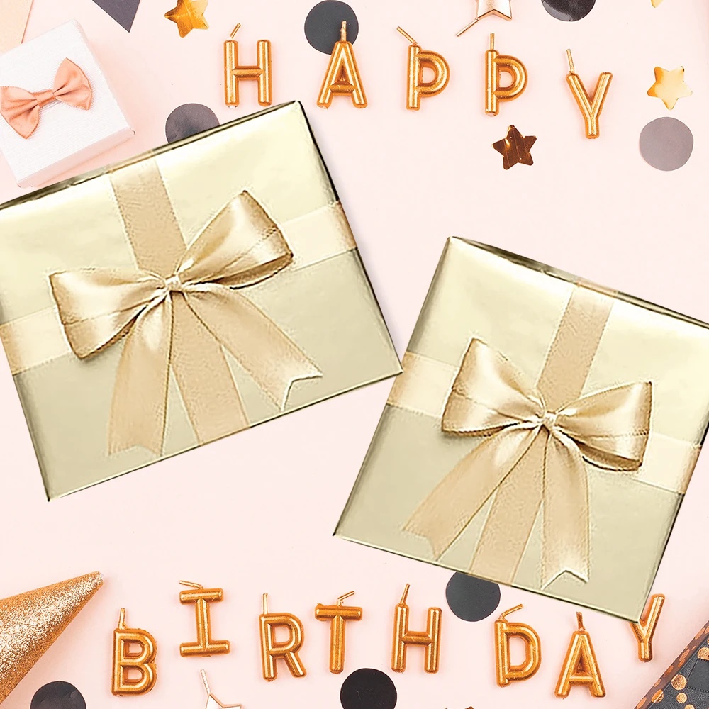 1 Roll Gold Wrapping Paper 17 Inch X 9.85Feet - Wrapping Gifts Gold Pearlized Paper for Birthday, Holiday, Wedding, Baby Shower