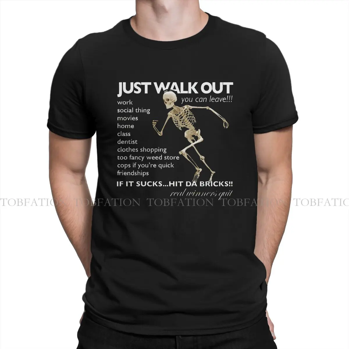 Meme Original TShirts Just Walk Out Personalize Homme T Shirt New Trend Tops 6XL