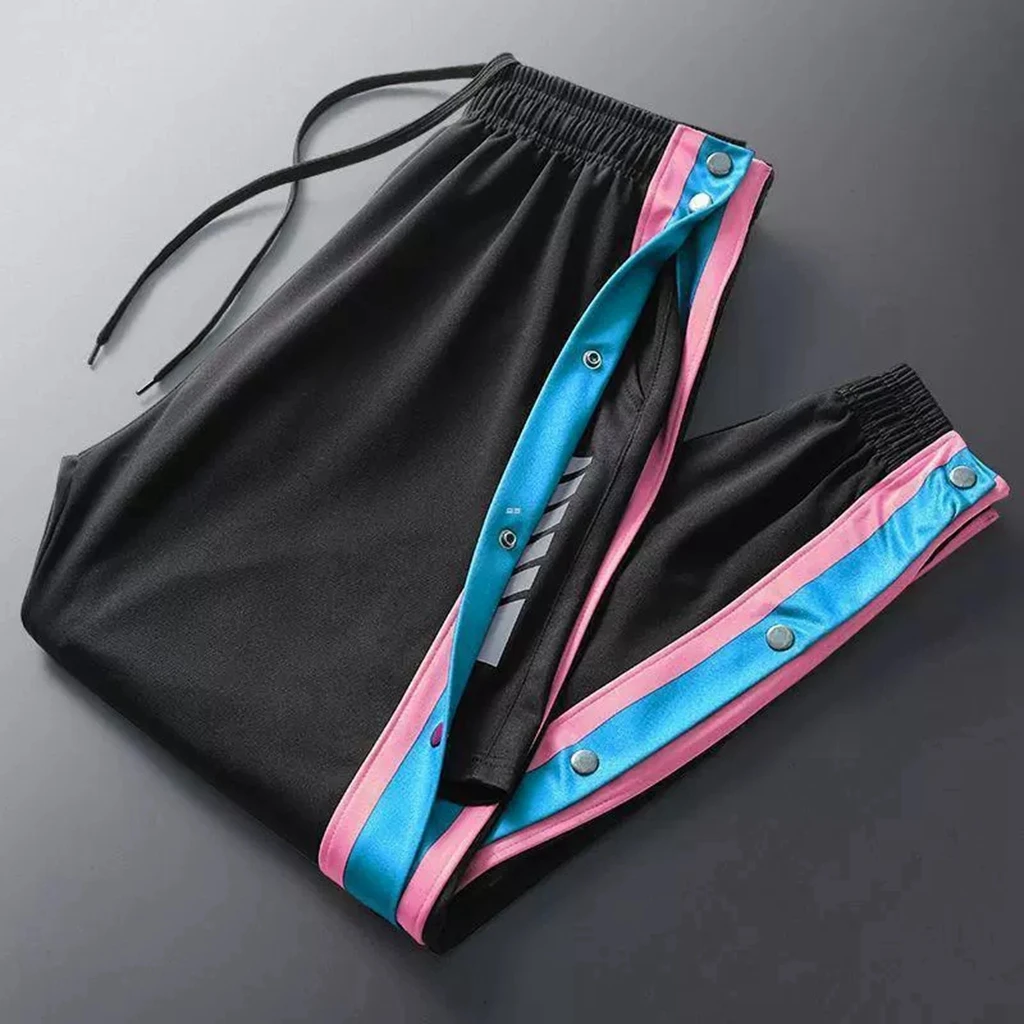 Men's thin casual Buckle pants for autumn and winter men, fully buttoned training sports pants, button down for seconds loose