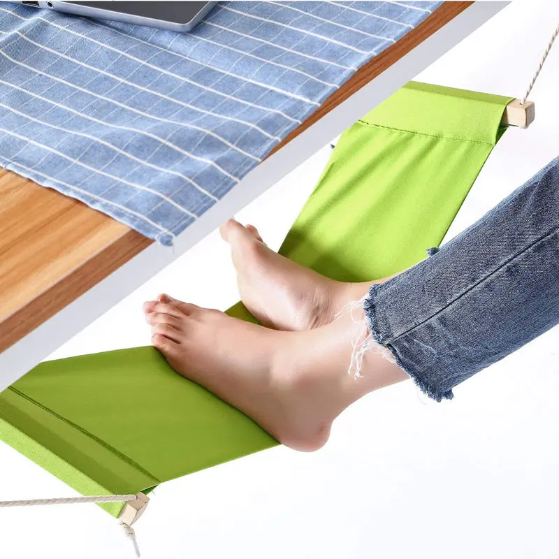 

Polyester Foot Hammock Adjustable Hanging Rest Tables Foot Put Foldable Relieve Fatigue Lightweight with Hooks for Home Office