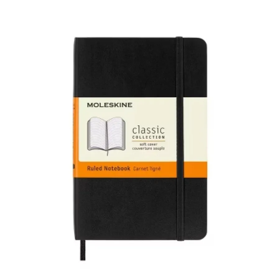 Black Pocket‑Size Lined Softcover Notebook, 3.5