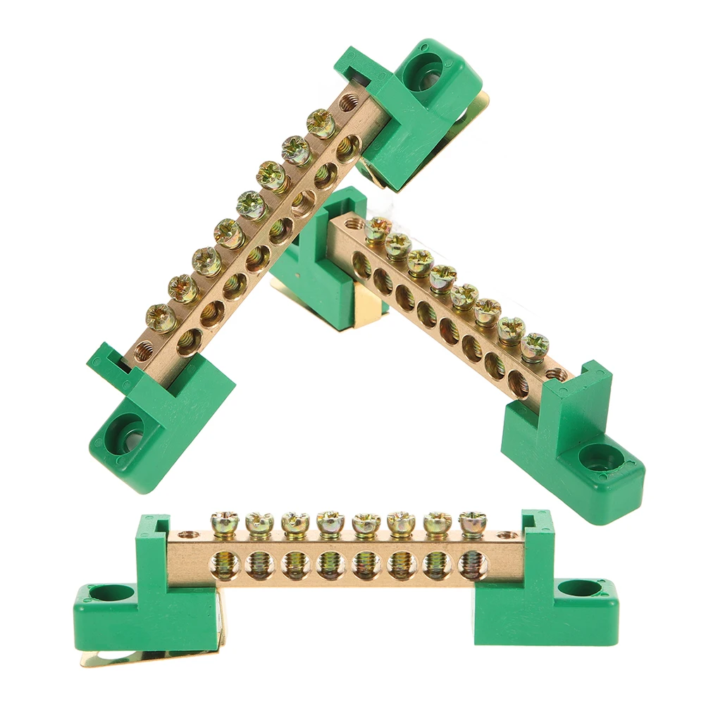 

3 Pcs Copper Terminal Terminals Fixed Electrical Connector Distribution Box Green