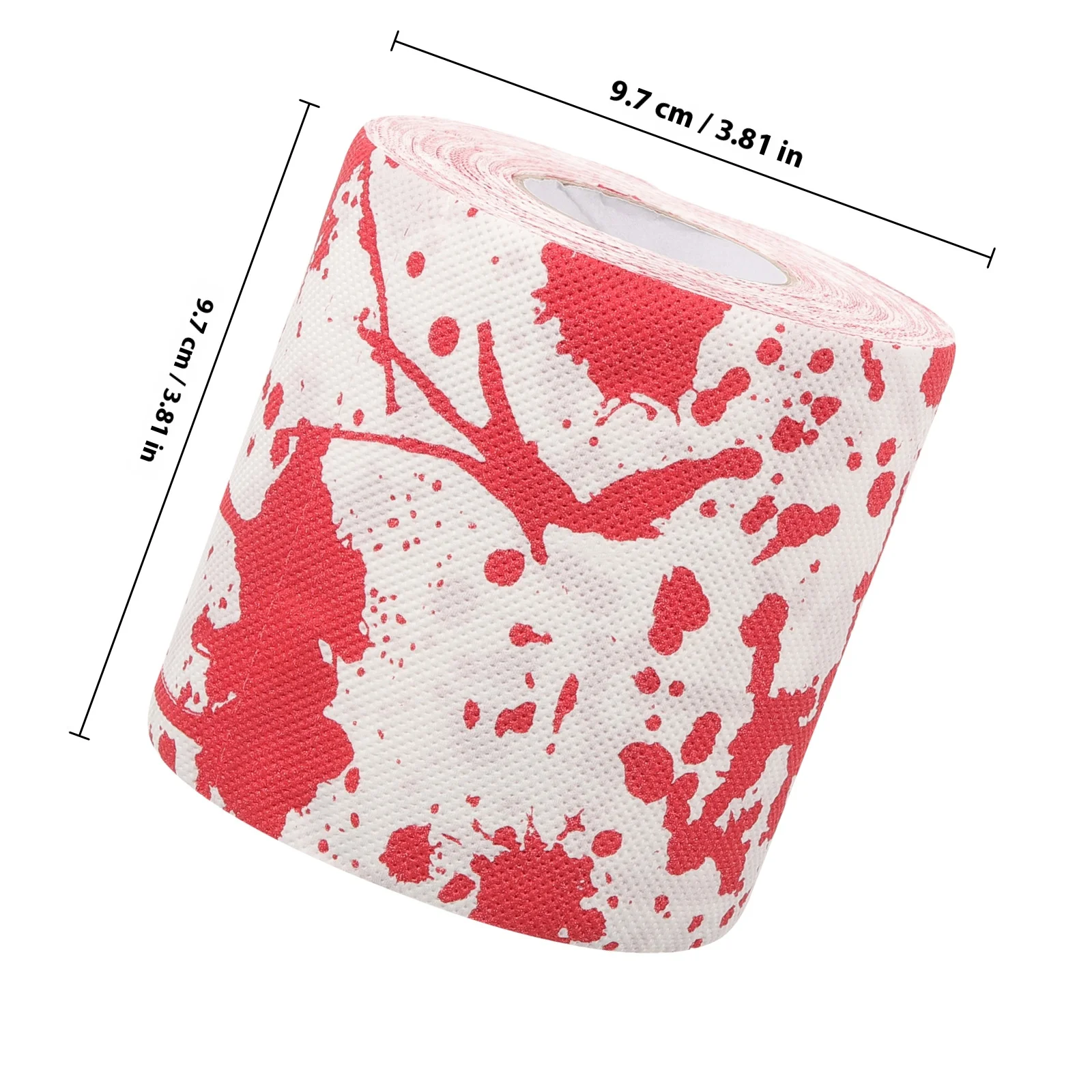 1 rotolo di carta igienica rossa stampata con macchie di sangue per la decorazione di Halloween Design unico insanguinato Decorazioni per il bagno Carta igienica colorata