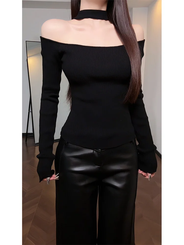 

Женский облегающий топ Cve Song с драпировкой на плечах, длинными рукавами, вязаный, двусторонний, дизайнерский, модный, для повседневной носки